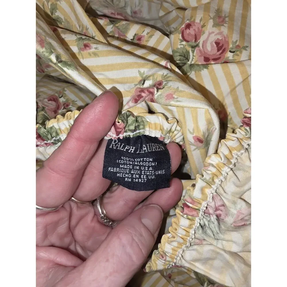 Vtg Ralph Lauren Sophie Brooke Stripped Full Flat & Fitted Sheet 2 Pillow Cases